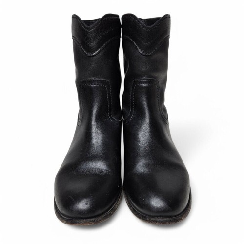 Frye Cara Black Leather Booties Suede Lined Slip On Western Country Boots 8B - Picture 2 of 11