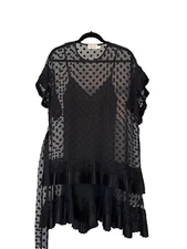 Zimmermann Black Dress Sheer, Ruffles, Polkadots, Size 2