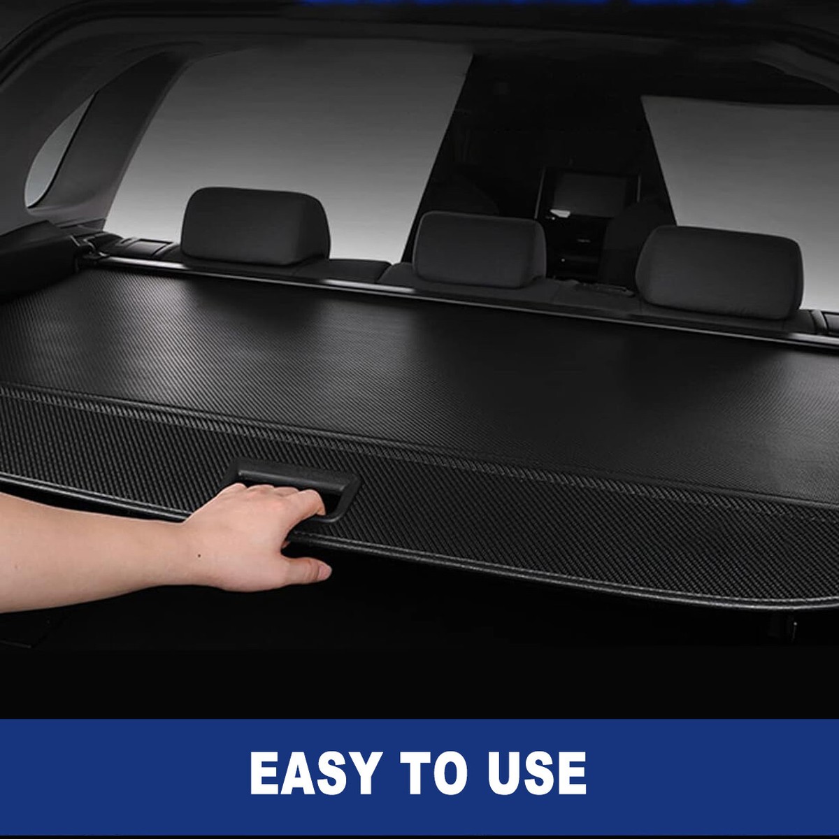 Retractable Cargo Cover For Nissan Rogue 2021-2026 S/SV/SL/Platinum - Carbon Fiber Texture With Net