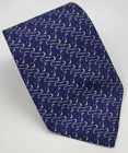 Turnbull & Asser Silk Tie Blue Gray White Geometric Necktie England 58 x 3.5