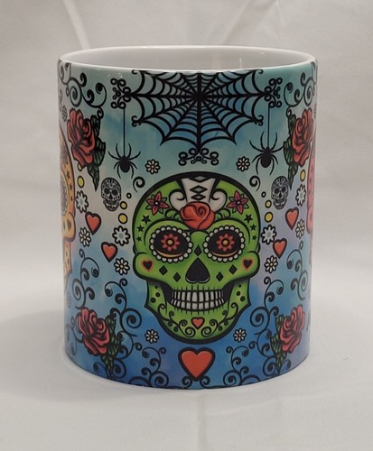 Sugar Skulls Multi Color Ceramic Coffee Mug Cup, Monterey California Souvenir  - Picture 2 of 7