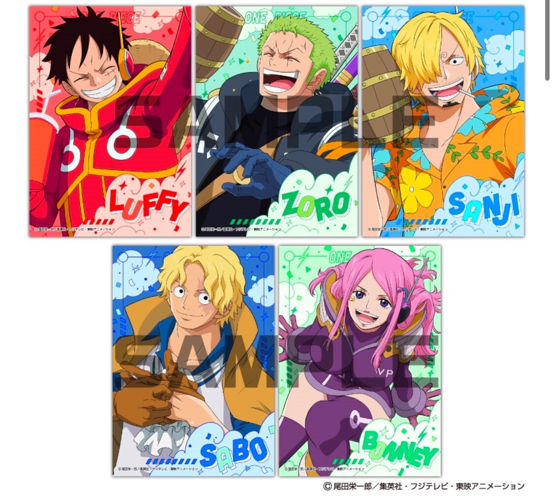 One Piece Jump Festa 2025 Bromide Set A - 5 Pc Glossy Anime Card Ensky Egg Head