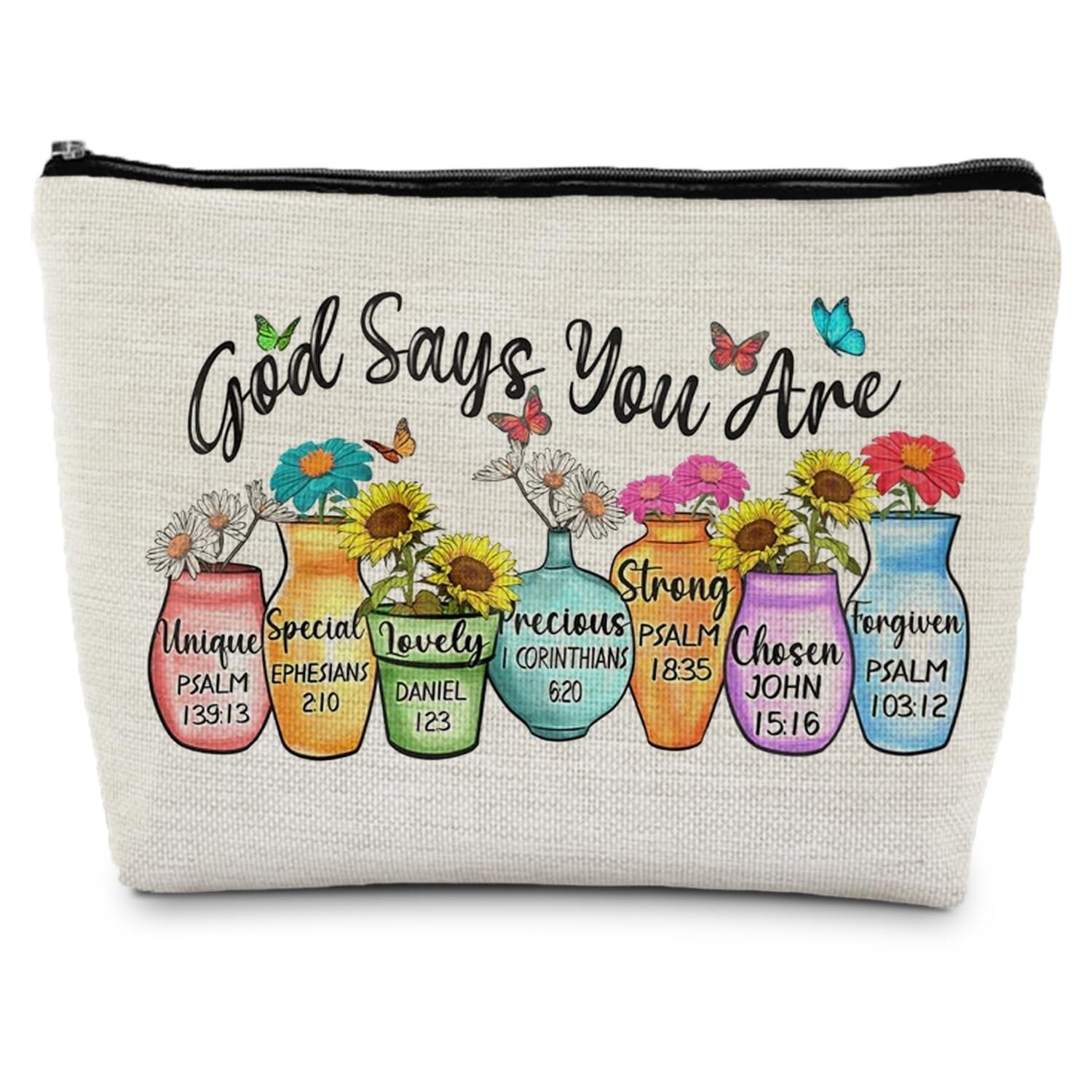 God Says You are Christian Makeup Bag, Christian Gifts for Women, Bible Verse...