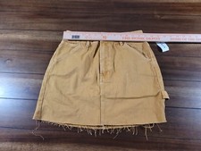 New NWT PACSUN Womens Cutoff Carpenter Mustard Yellow Mini Jean Skirt Size 25