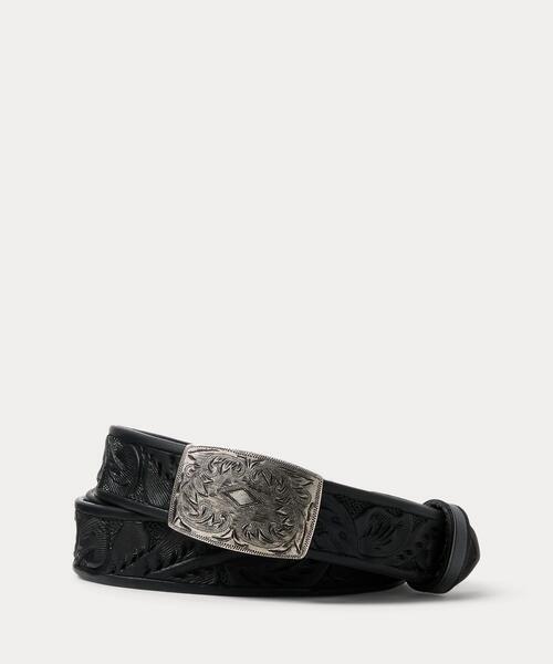 小物 RRL Burlington Leather Belt RRL - 3.5cm Black Burlington Distressed Leather Belt - Black RRL