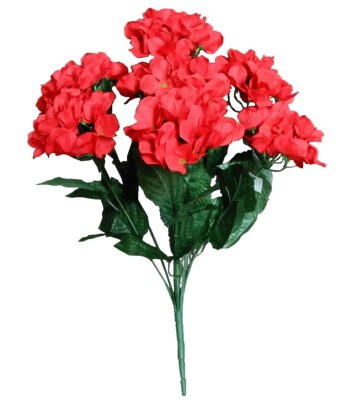 Red Hydrangea 20'' Bush Holiday Silk Flower All Season Home Yard In/Outdoor Decor