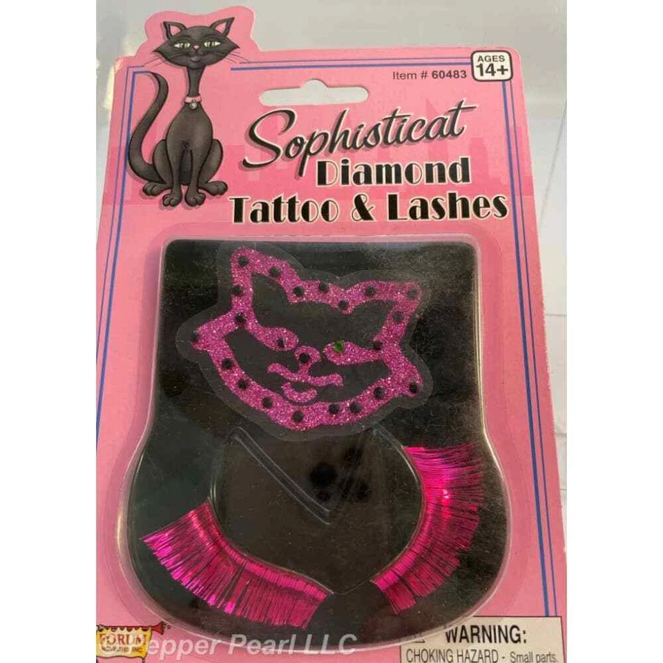 Lash Tattoo Set Sophisticat Diamond Pink Glitter Jeweled Cat Metallic Reusable - Image 3 of 3