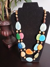TAGUA nut artisanal Multicolor Necklace Handmade Organic 2 strand Free shippg