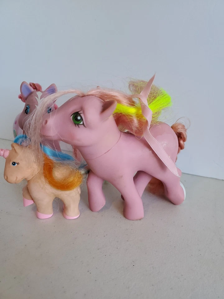 Vintage My Little Pony Lot Of 3 Hasbro Remco Umbrella Heart 1984 Pink Orange - Image 3 of 4