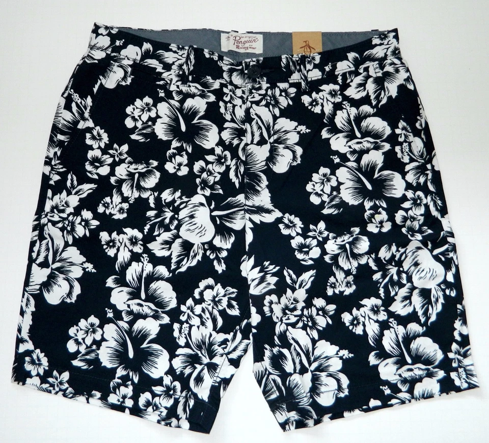 Original Penguin Men's Exploded Hibiscus Short Dark Sapphire Navy White 33 34 36 - Image 2 of 4