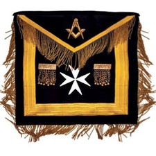 MOST WORSHIPFUL MALTA REGULATION APRON - BLACK WITH MALTESE CROSS imitation