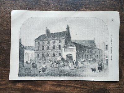 Newcastle Cheese and Bacon Stores - antiker Druck - 1859
