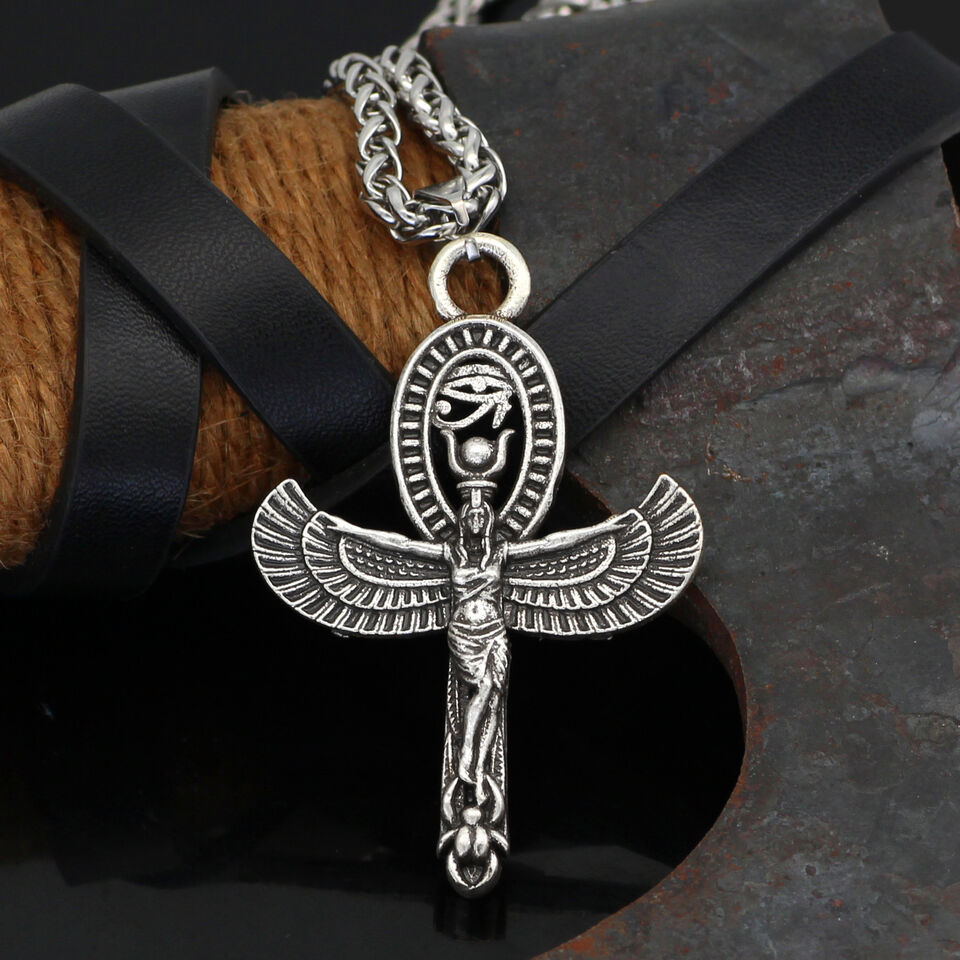 Necklace - Egyptian Style with Winged Goddess Pendant | eBay