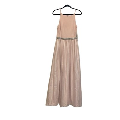 Aidan Mattox Blush Pink Beaded Sleeveless Halter Neck Style Gown Size 10