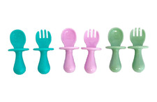 Baby Spoons Utensils, Training, Self Feeding, Anti-Choke Spoon Fork, 6-Pack