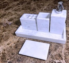 Luxurious White Marble Bath Accessories set of 5
