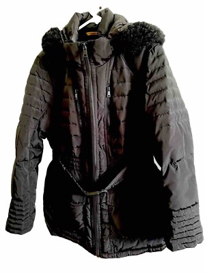 Jones New York Women's Size Large Faux Fur Belted Hoodie