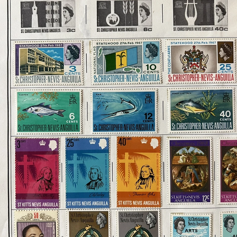 1966-69 ST. KITTS-NEVIS MINT STAMPS HARRIS ALBUM PAGE, FISH, QUEEN ELIZABETH II - Image 4 of 4