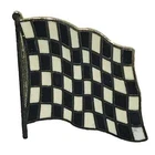 Black & White Checkered Sports Flag 3/4 Gold Plated Enamel Lapel Pin Badge