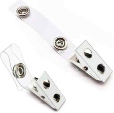100Pcs Premium Metal Badge Clips with Clear PVC Straps for ID Cards, Badge Holde