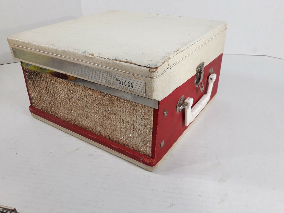 Antique Decca Record Player Model #DP582 Turntable Red And White