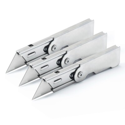 3-PACKS Compact Folding Utility Knife Set Lock Back Box Cutter Clip Pocket Knife