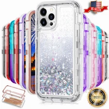 For iPhone 14 13 12 Pro Max Shockproof Bling Glitter Girl Cute Phone Case Cover