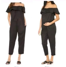 Hatch Maternity Chloe One-Piece Jumpsuit Sz P/Small Baby Ruffle Neck Postpartum