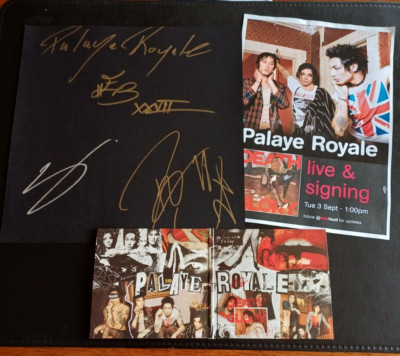 PALAYE ROYALE DEATH OR GLORY CD & BAND SIGNIERT 12'' KARTE FLACH & HINZUGEFÜGT BANDNAME