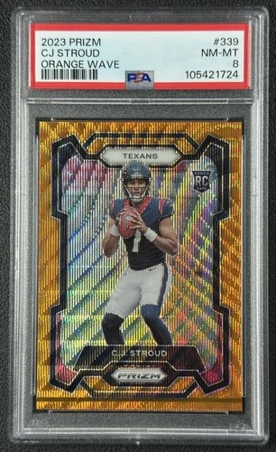 C.J. STROUD PSA 8 2023 PANINI PRIZM #339 ORANGE WAVE RC 13/60 TEXANS