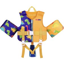 Realike Kids Dinosaur Swim Vest Life Jacket XS Baby Toddler 1-2 Years 20-30 lbs