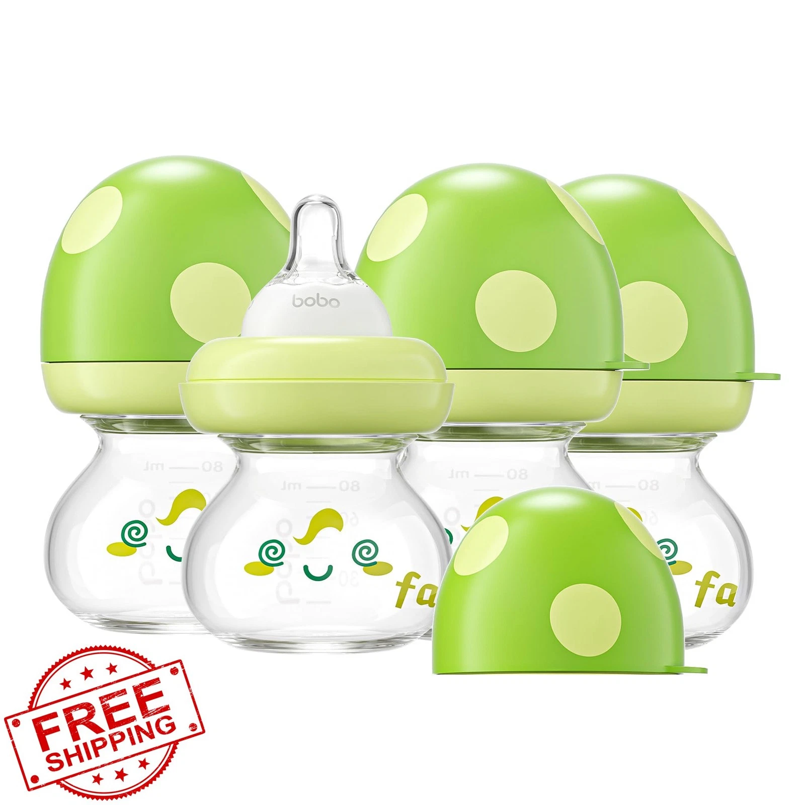 YOHKOH Baby Bottles Green 2.7oz Pack of 4