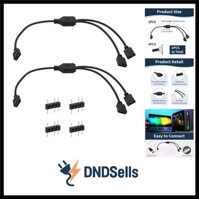 2 Stück 1-zu-2 3 Pin RGB Splitter, RGB Y Verteiler Kabel, ARGB Splitter Kabel...