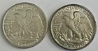 Lot of 2 Walking Liberty Half Dollars, 1945-D, 1941-S, Nice AU/UNC