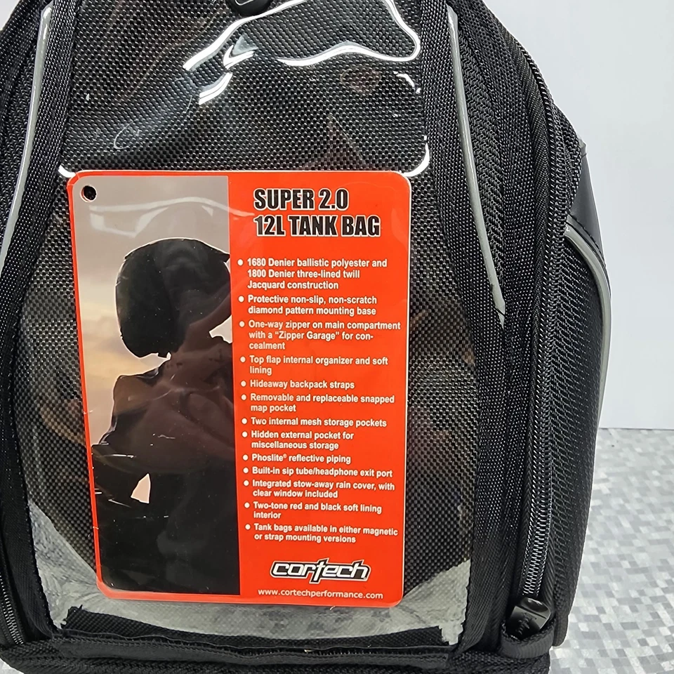 Mochila Bolsa Tanque Motocicleta Magnética Cortech Super 2.0 12 Litros Negra Nueva con Etiquetas Foto 2 de 4