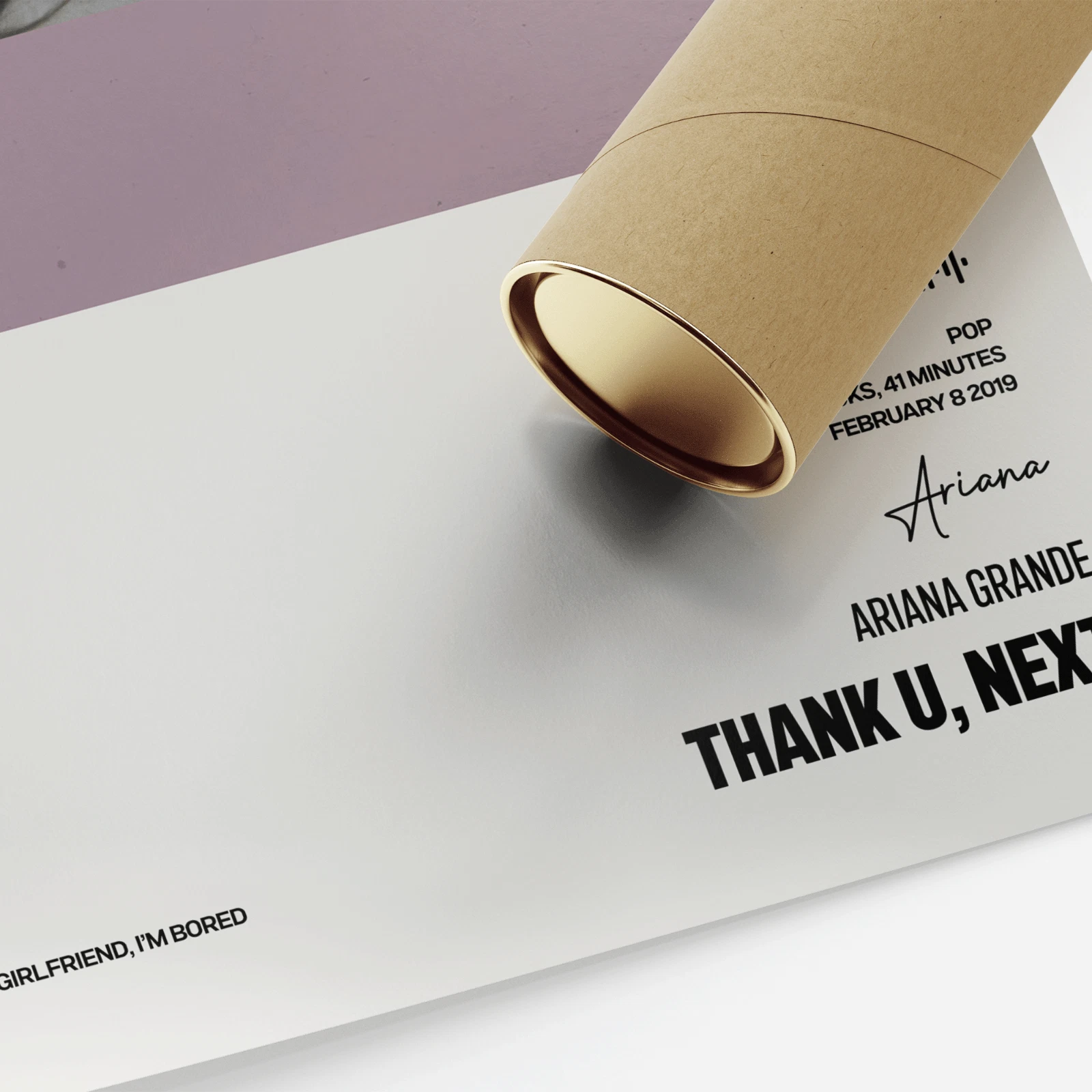 Ariana Thank U, Next Album Art Poster Vertical Print Music Tracklist