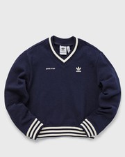 W Adidas x Sporty Rich: V-Neck Crew Sweatshirt - Navy - NWT - XS