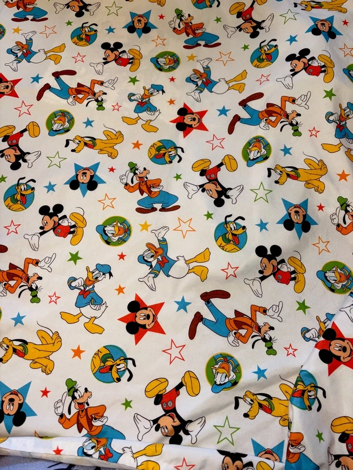 Sábana plana vintage Disney bebé/niño pequeño Mickey, Donald, Goofy, Pluto Foto 2 de 4