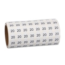 0.4" Small Round Number Stickers Roll, 1000 Pcs Circle Labels, Black Number 20
