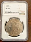 1889 Morgan Dollar-NGC MS 62 Brilliant Uncirculated #SLM522