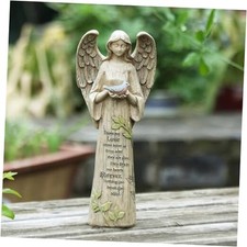 Resin Angel Statue with Bird, 10-Inch Outdoor Garden Sculpture for Patio and