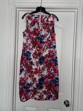 TALBOTS Woman White Floral Cotton Dress Fully Lined Sz 8