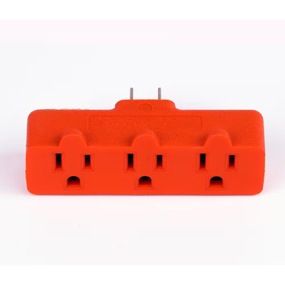 Heavy-Duty Grounded Triple Tap Adapter 3-Way Electrical Splitter with 3 Outlets