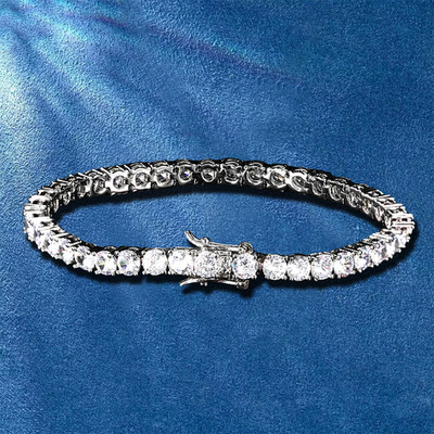 4mm Moissanite Tennis Bracelet for Men 925 Sterling Silver D Color VVS Iced Out