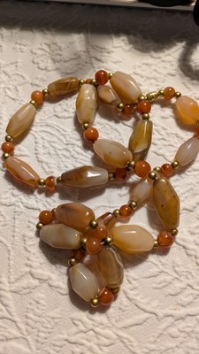 Attraktive Achatkette Halskette Edelsteine,74cm, 116 Gramm rötlich- orange