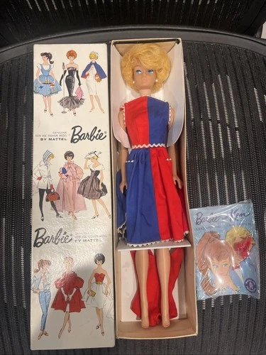 vintage barbie doll #850 platinum blond in fancy free outfit w original box rare