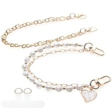 Pearl Beaded Phone Charm Wrist Strap,Cute Bracelet Wristlet Lanyard,Gold Style3