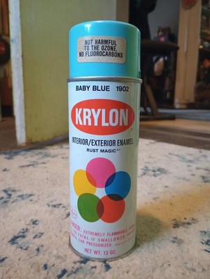 Krylon Borden Baby Blue 1902 Vintage Spay Paint Can Original Cap And Lid
