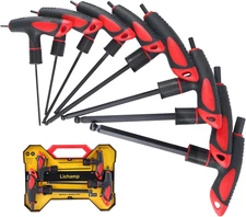 8 Pieces Metric T Handle Allen Wrench Set, 2-10 Mm, Ball Head, Standard Long Tee