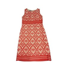 Jones New York Cotton Sheath Dress Ikat Print Orange Cream 4P Summer Event Work